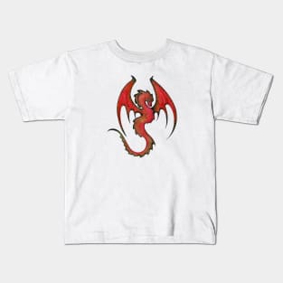 Majestic Red Amphiptere Dragon Winged Serpent Kids T-Shirt